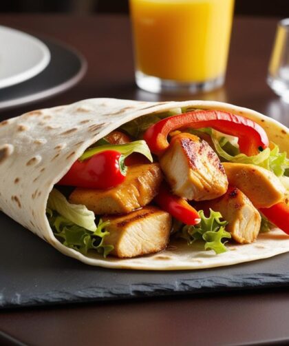 tortilla z kurczakiem i sosem warzywnym