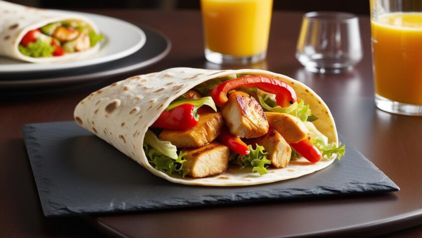 tortilla z kurczakiem i sosem warzywnym