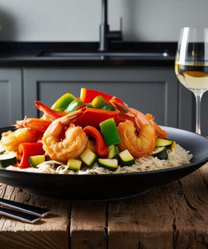 krewetki z warzywami