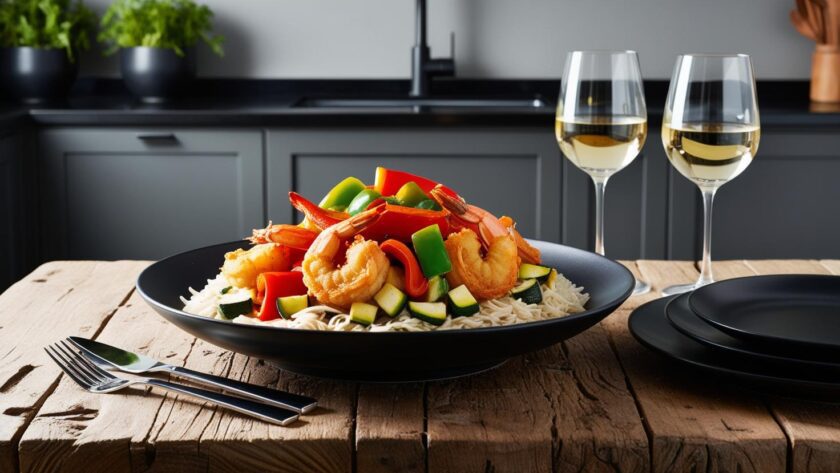 krewetki z warzywami