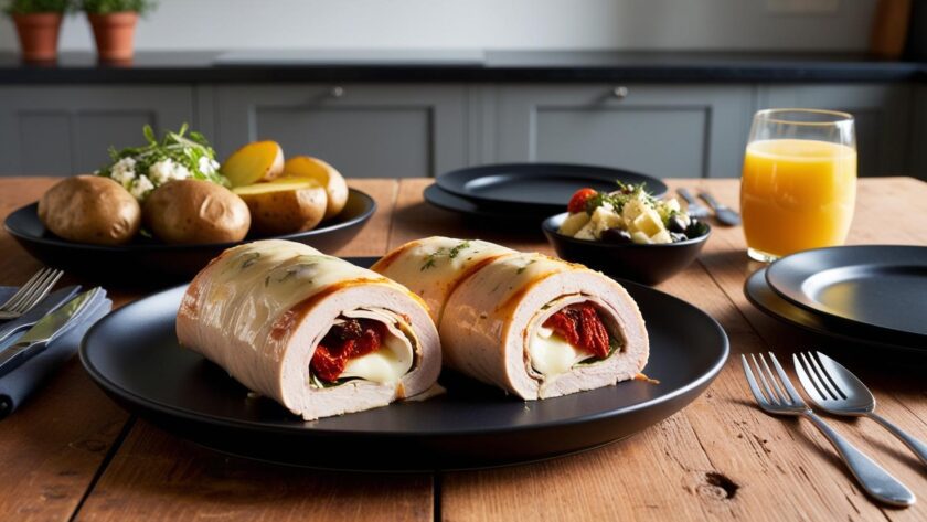 roladka z indyka z mozzarellą i suszonymi pomidorami