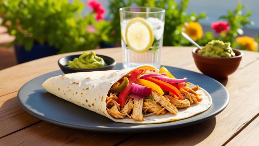 tortilla z kurczakiem i warzywami